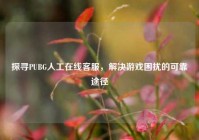 探寻PUBG人工在线客服，解决游戏困扰的可靠途径