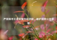 严禁探寻王者荣耀外挂功能，维护游戏公平环境