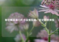 和平精英窗口大小设置指南，优化游戏体验