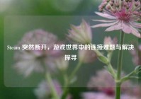 Steam 突然断开，游戏世界中的连接难题与解决探寻