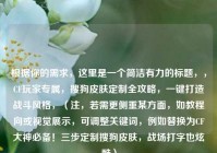 根据你的需求，这里是一个简洁有力的标题，，CF玩家专属，搜狗皮肤定制全攻略，一键打造战斗风格，（注，若需更侧重某方面，如教程向或视觉展示，可调整关键词，例如替换为CF大神必备！三步定制搜狗皮肤，战场打字也炫酷）