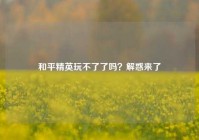 和平精英玩不了了吗？解惑来了