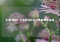 轻松掌握！王者荣耀官网战绩查询全攻略