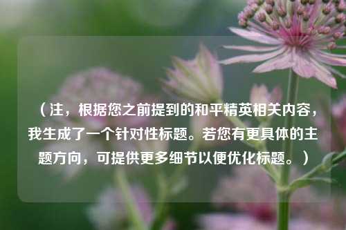 (注,根据您之前提到的和平精英相关内容,我生成了一个针对性标题。若您有更具体的主题方向,可提供更多细节以便优化标题。)