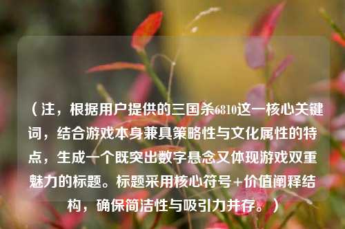(注,根据用户提供的三国杀6810这一核心关键词,结合游戏本身兼具策略性与文化属性的特点,生成一个既突出数字悬念又体现游戏双重魅力的标题。标题采用核心符号+价值阐释结构,确保简洁性与吸引力并存。)