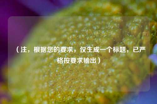 (注,根据您的要求,仅生成一个标题,已严格按要求输出)