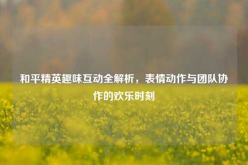 和平精英趣味互动全解析,表情动作与团队协作的欢乐时刻