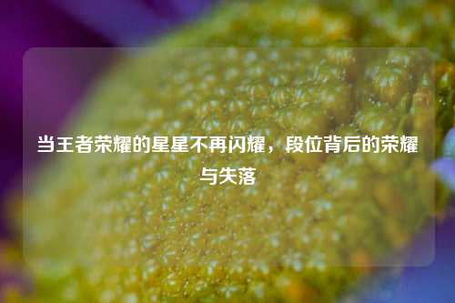 当王者荣耀的星星不再闪耀,段位背后的荣耀与失落