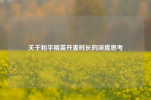 关于和平精英开麦时长的深度思考