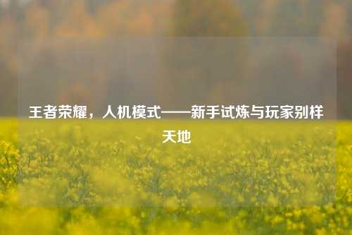 王者荣耀,人机模式——新手试炼与玩家别样天地