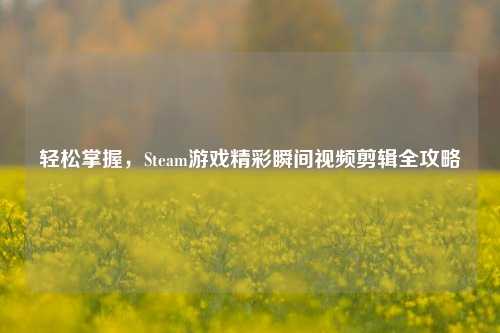 轻松掌握,Steam游戏精彩瞬间视频剪辑全攻略