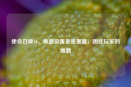 使命召唤16,画面设置老是重置,困扰玩家的难题