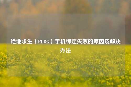 绝地求生(PUBG)手机绑定失败的原因及解决办法