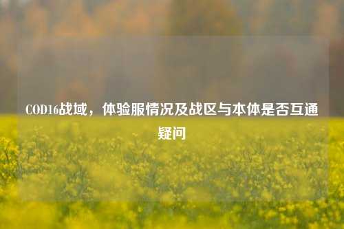 COD16战域,体验服情况及战区与本体是否互通疑问