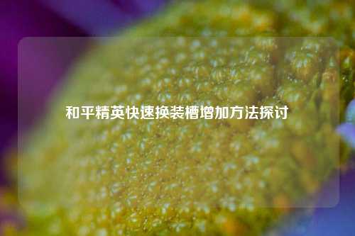 和平精英快速换装槽增加 探讨