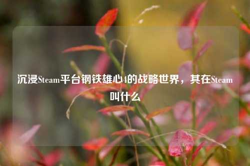 沉浸Steam平台钢铁雄心4的战略世界,其在Steam叫什么