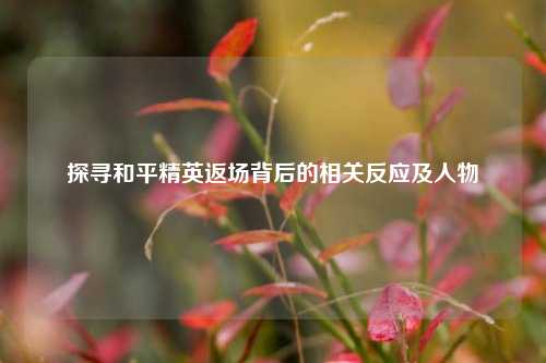 探寻和平精英返场背后的相关反应及人物